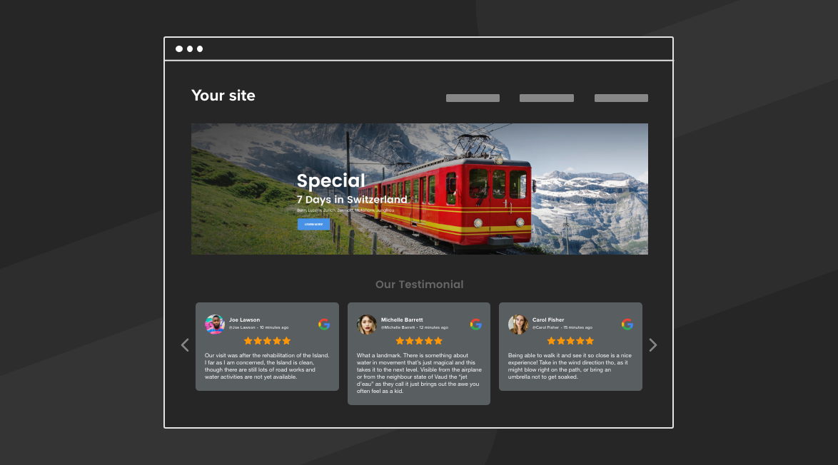 ウェブサイトにレビューを表示する