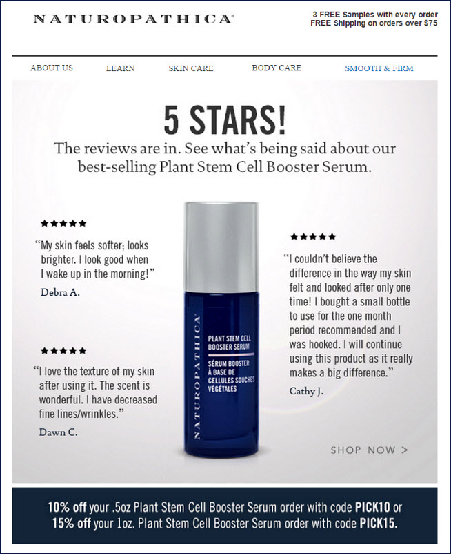 Reseñas en el correo electrónico