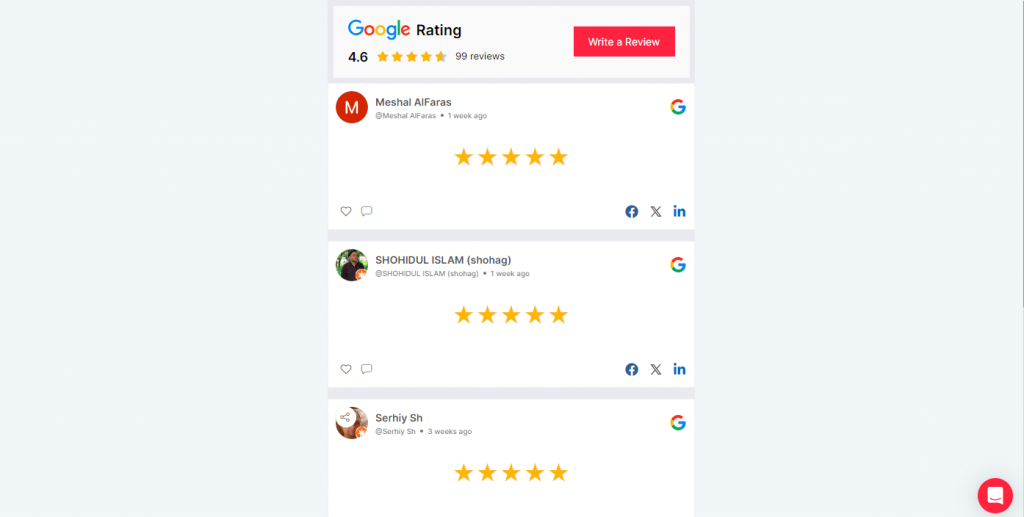 Tema de widget para integrar reseñas de Google en sitios web HTML