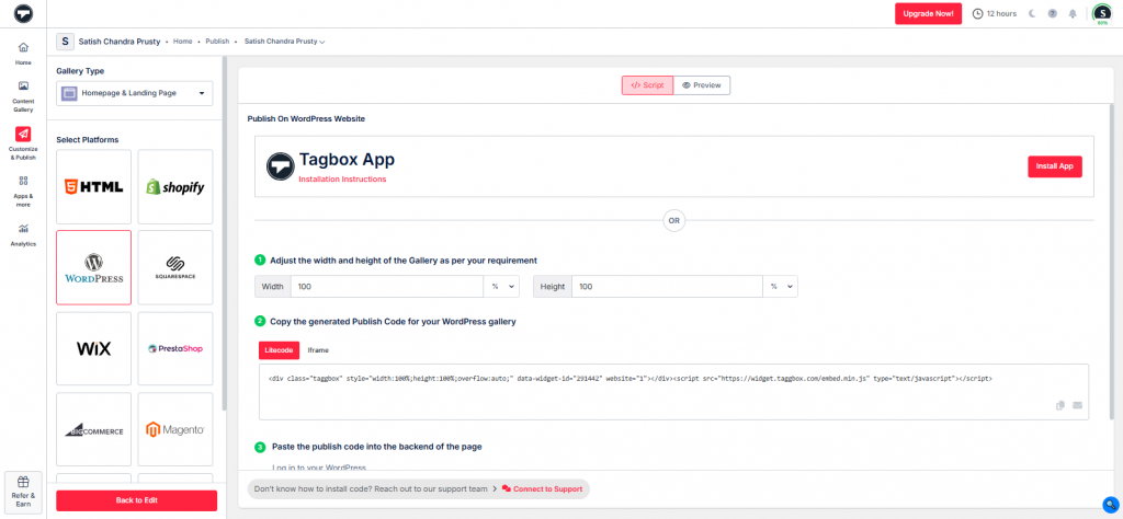 seleccionar wordpress como plataforma
