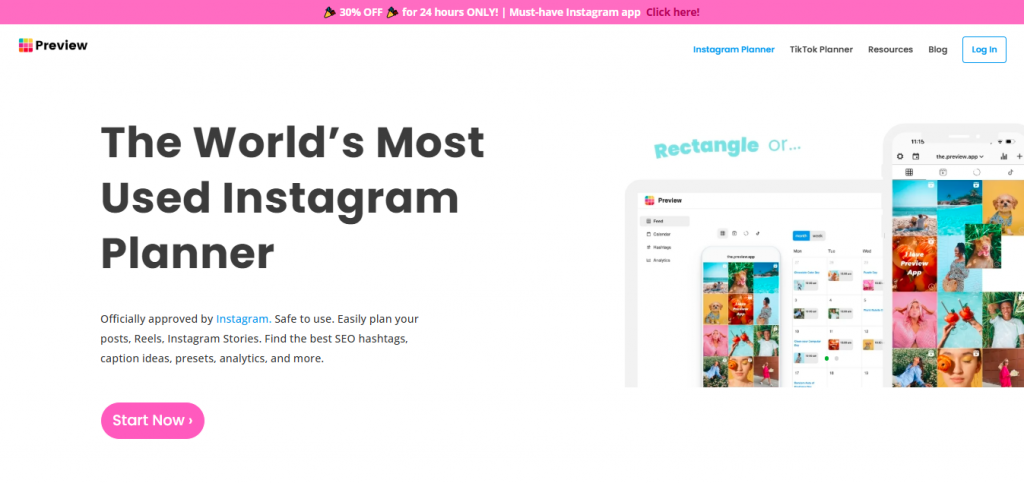Aperçu de l'application - Outils de planification Instagram