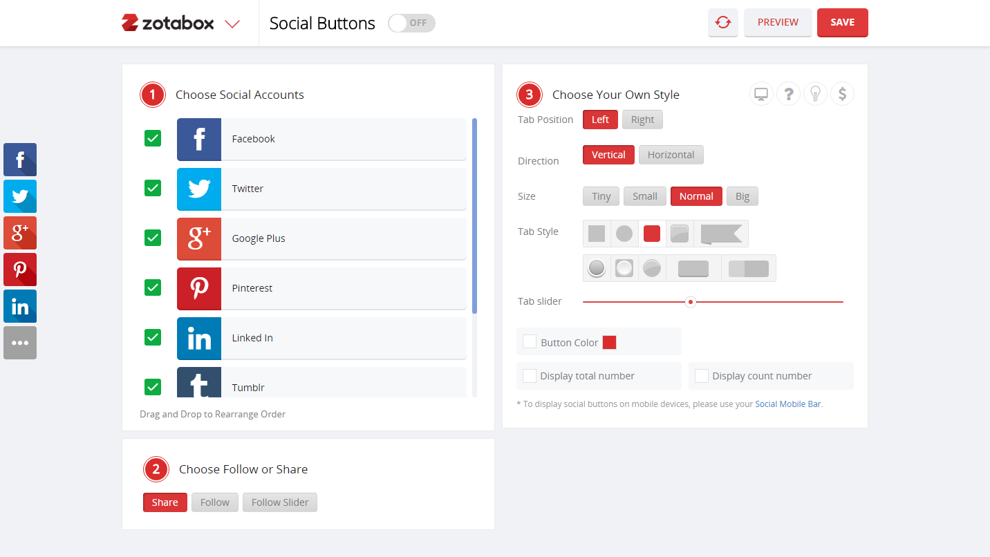 Display Social Media Buttons or Plugins