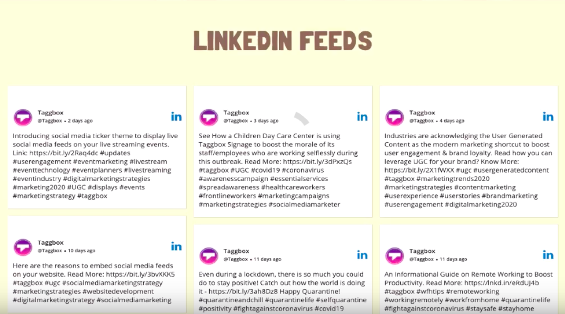 Embed Content from linkedin to website