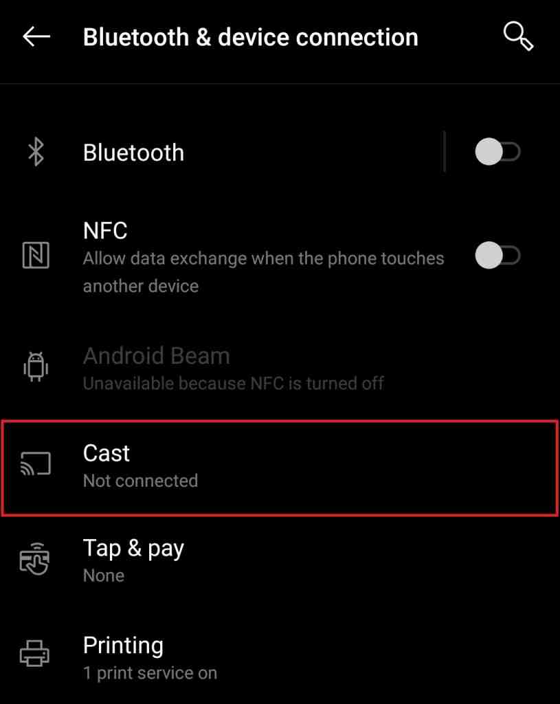 Selecteer Cast-optie