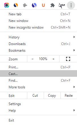 Selecteer Cast-optie