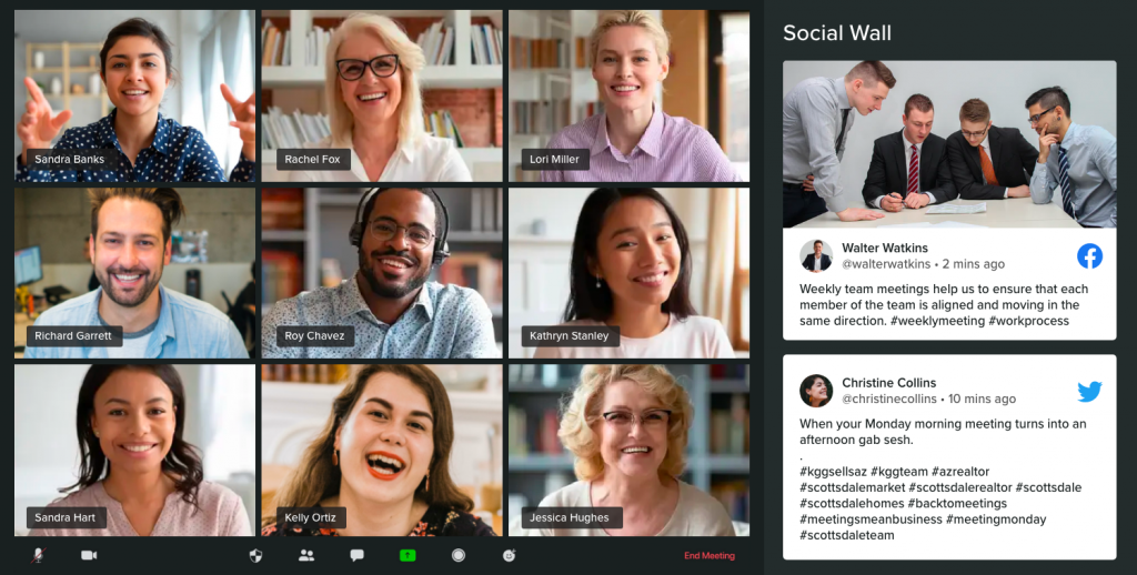 Social wall in virtual networking event