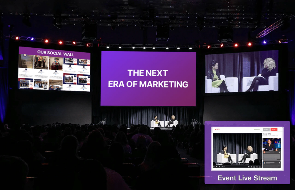 Muro social en evento híbrido