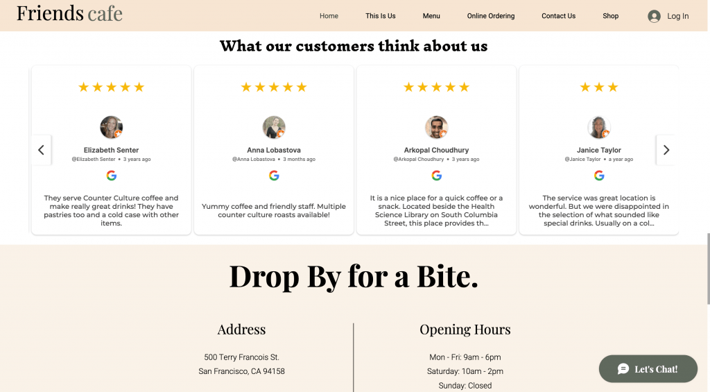 Google-recensies op WordPress-voorbeeld