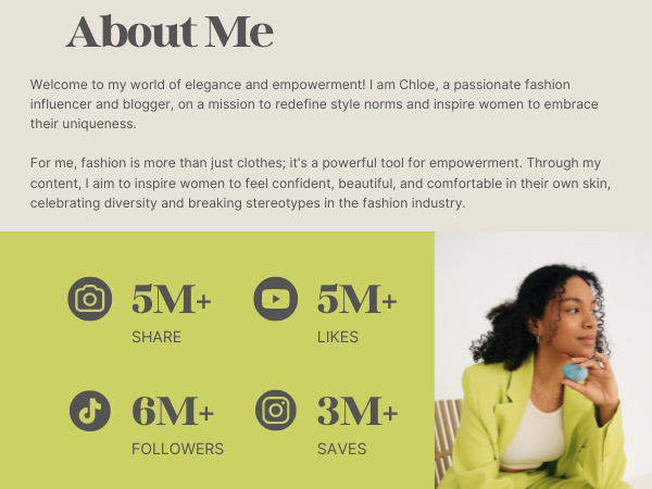 About me section for Image