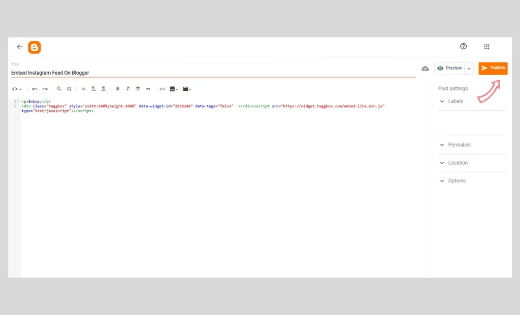 Social media feeds to blogger