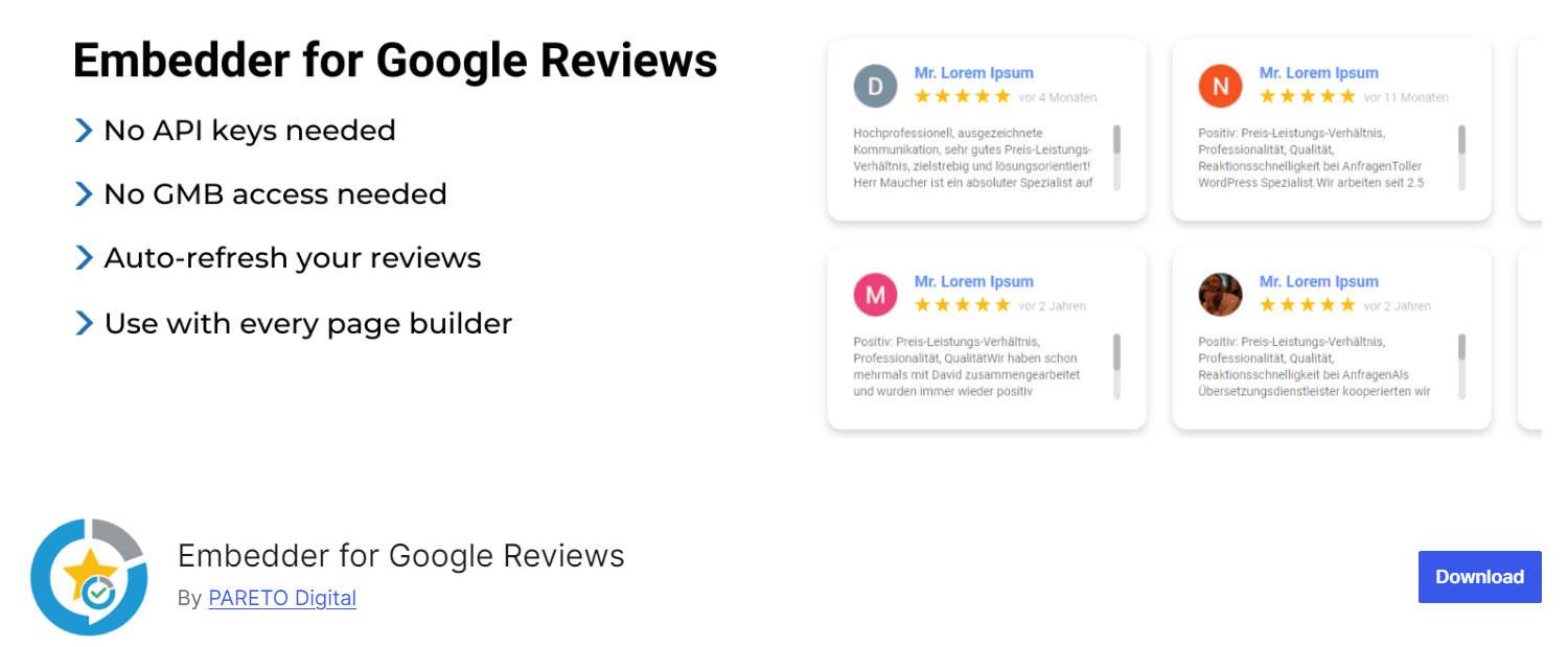 Embedder for google reviews