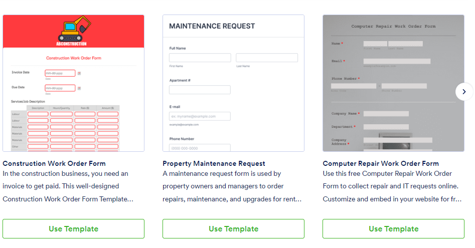 Ejemplos de informes creativos de JotForm