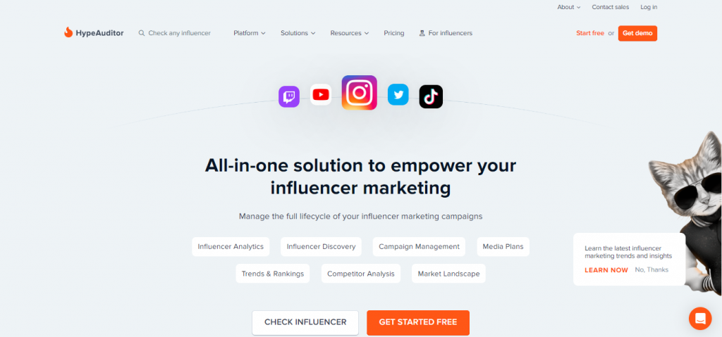 Herramienta de marketing de influencia Hypeauditor