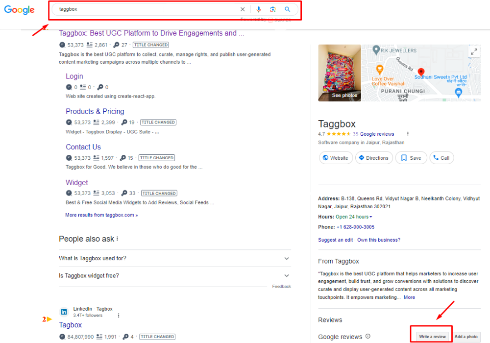 Google-Rezension in der Google-Suche