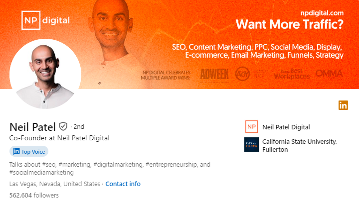 Neil Patel - Top LinkedIn Influencers