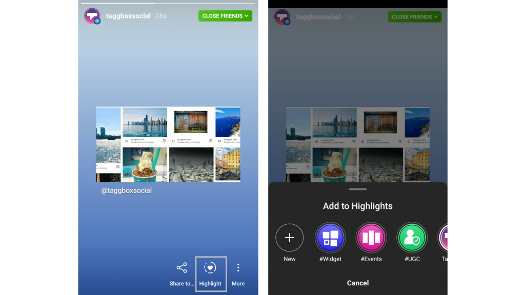 instagram stories in highlights