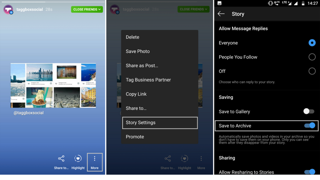 instagram story from archive