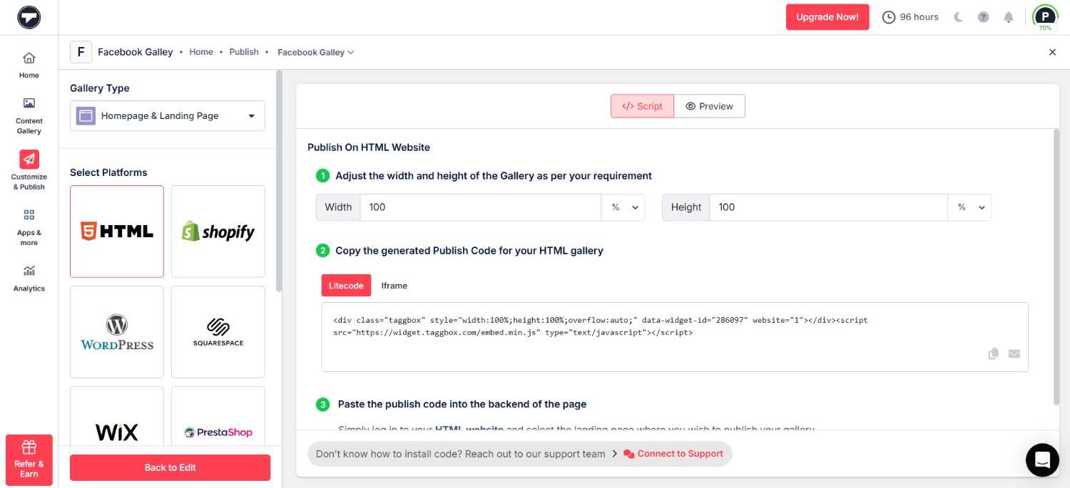 aggiungi il feed di Facebook alla piattaforma CMS