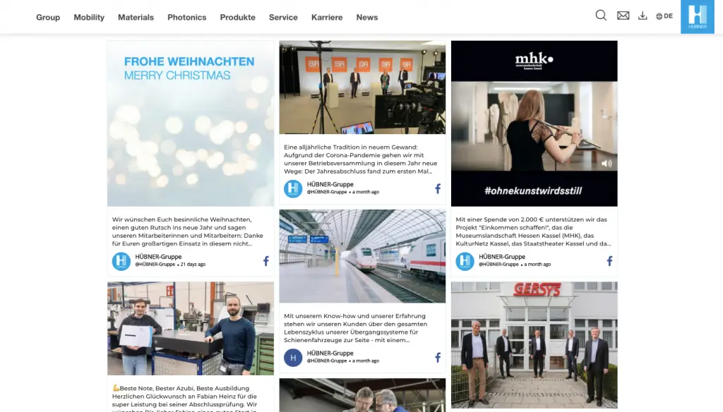 feed di Facebook su esempio di sito web