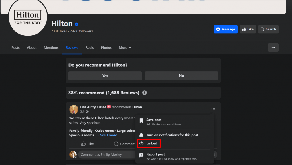 在网站上嵌入 Facebook 评论