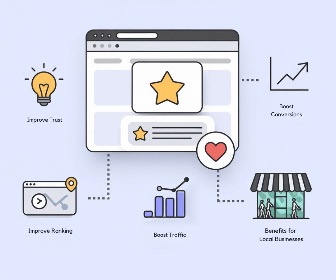 Auf einer Unternehmenswebsite angezeigtes Google Reviews-Badge