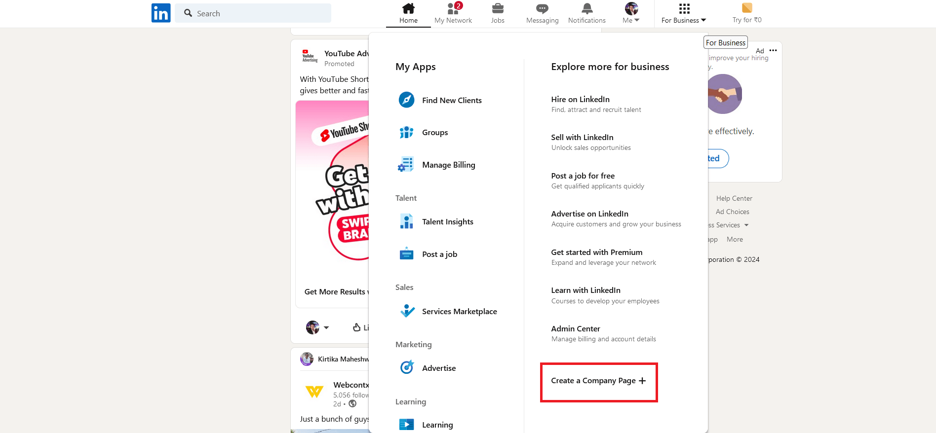 Erstellen Sie eine Unternehmensseite