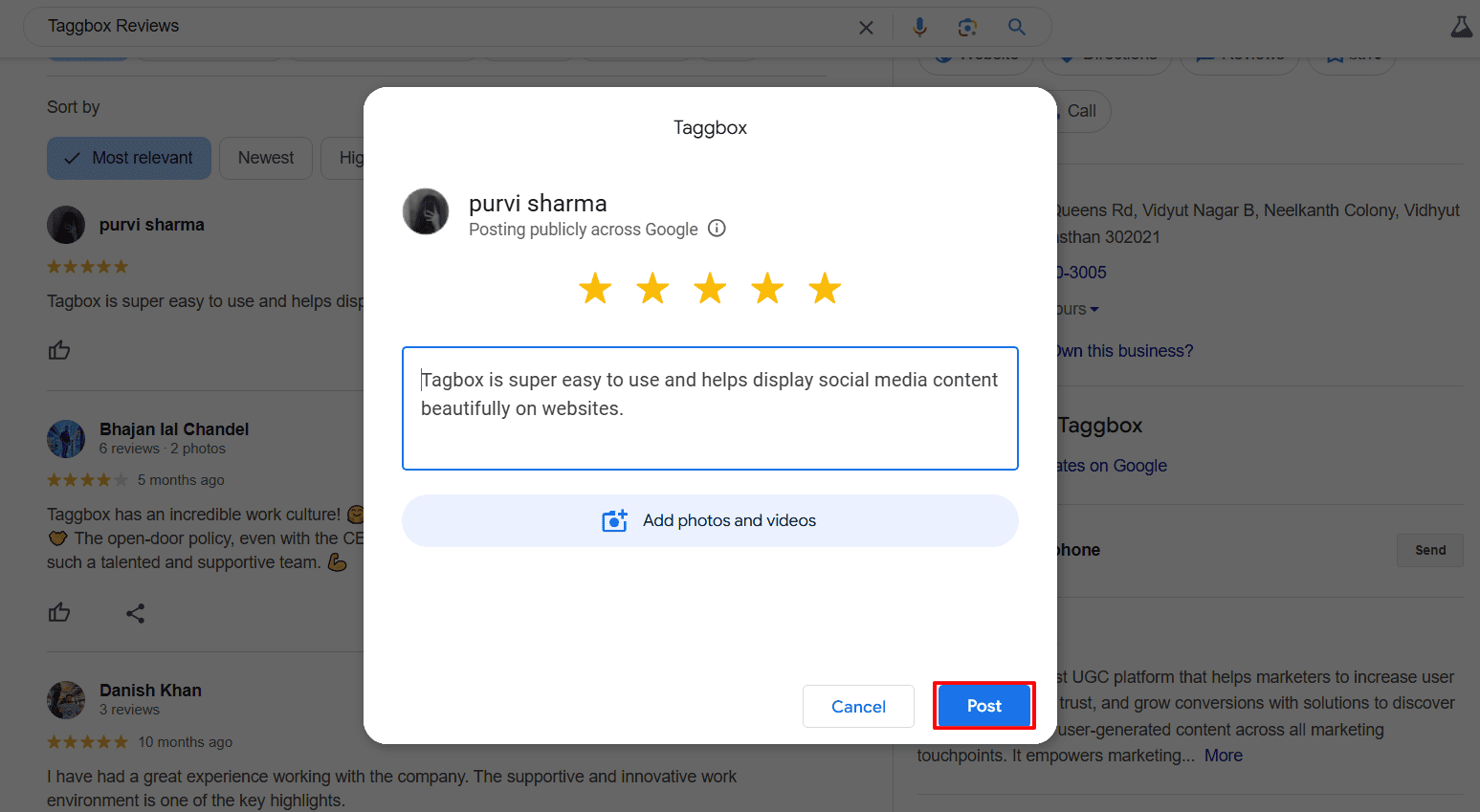 comment modifier l'avis Google