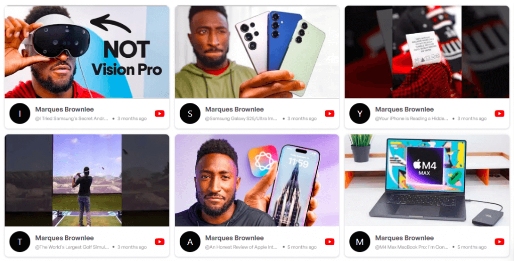 Widget de fotos de YouTube