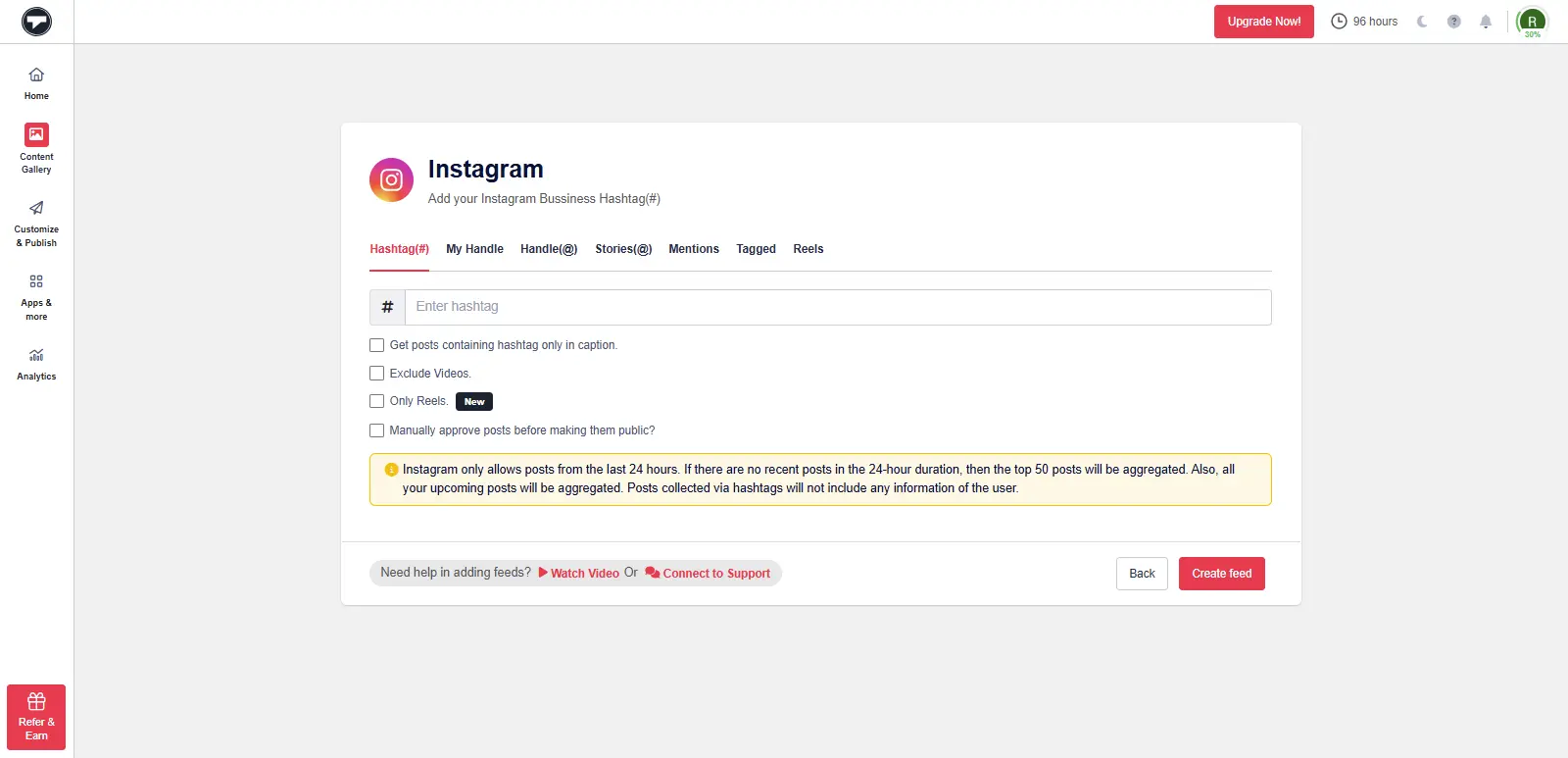 Choose one Hashtag, Handle, Stories, Mentions etc.