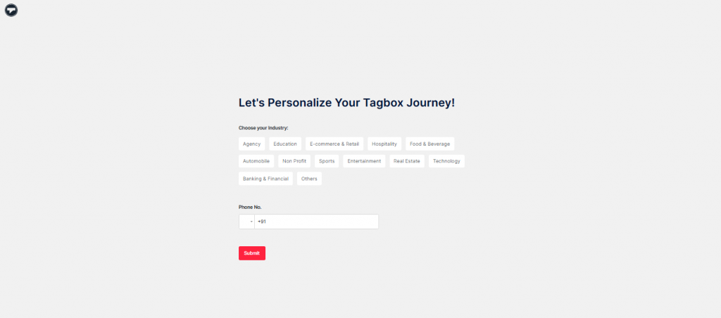 choose industry and verify phone no.