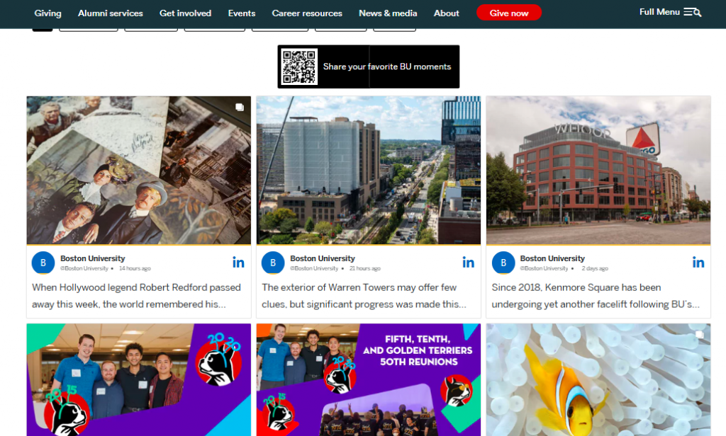 ウェブサイト上のInstagram - ボストン大学