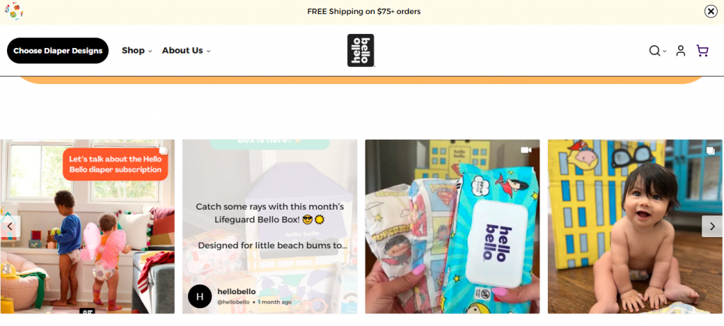 ウェブサイトのInstagram - Hello Bello