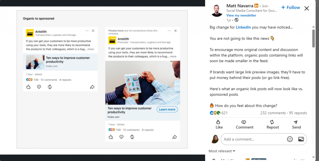 vergelijkbare LinkedIn-berichten