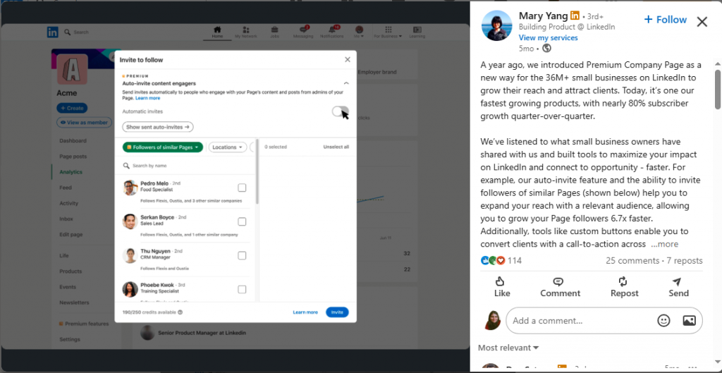 nieuwe updates op de premium bedrijfspagina