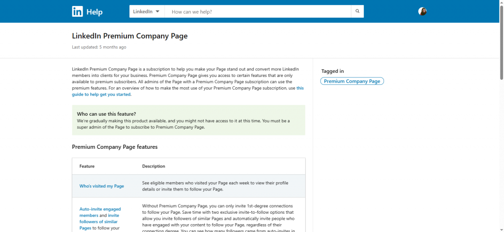 een Premium Bedrijfspagina-abonnement testen.