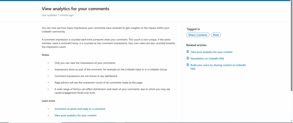 commentaarimpressie op linkedin