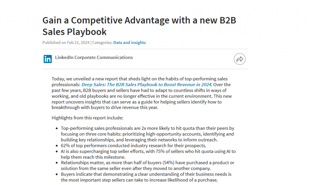 nieuwe LinkedIn-verkoopbron voor B2B