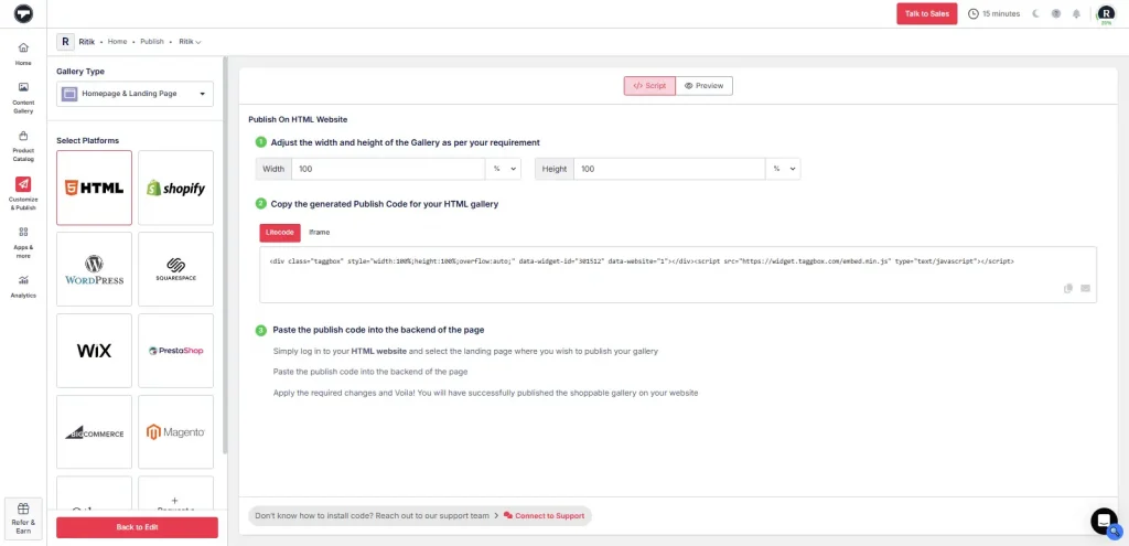 code to embed social media feed to webflow