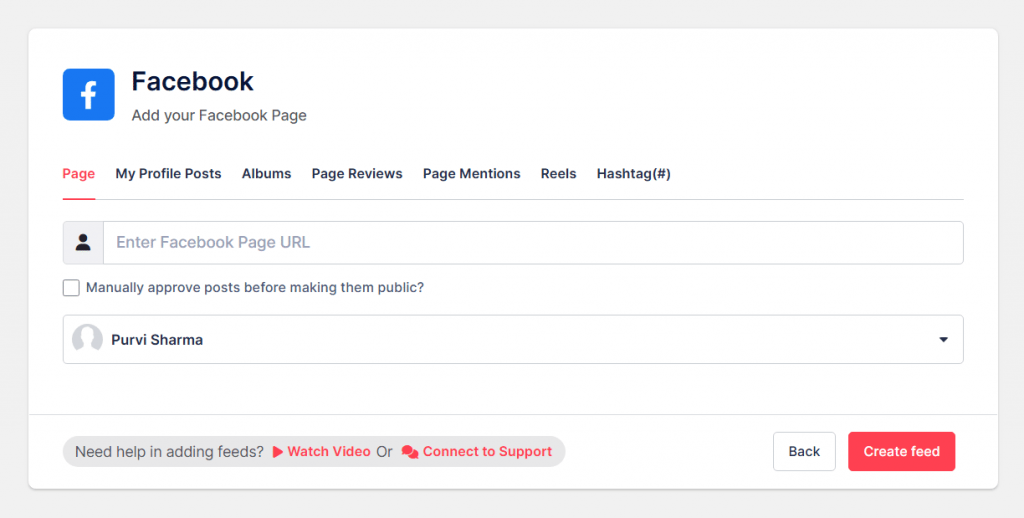 Create Facebook Feed