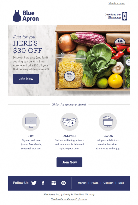 Offerta sconto Blue Apron
