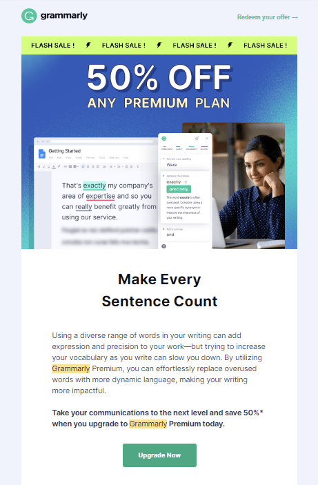 Strategia di email marketing di Grammarly