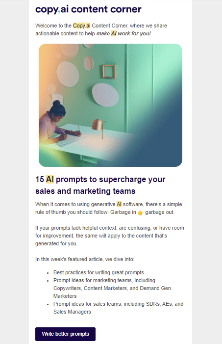 Emailer Copy.ai per gli utenti